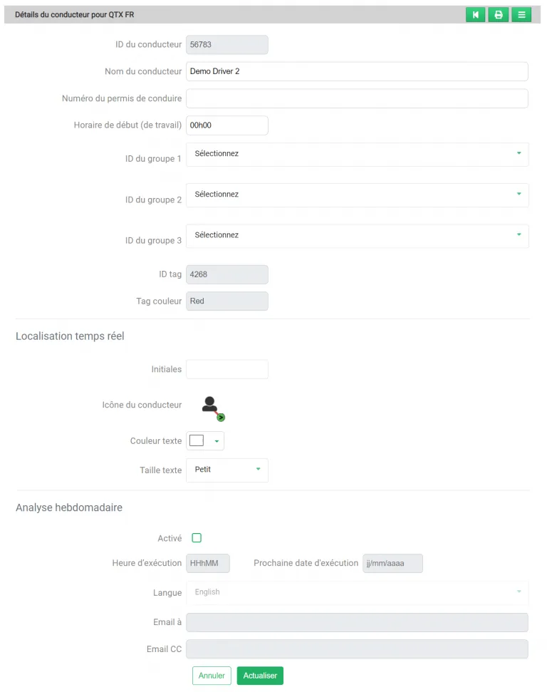 Fiche détaillée d'un conducteur dans la plateforme de gestion Fiche détaillée d'un conducteur dans la plateforme de gestion