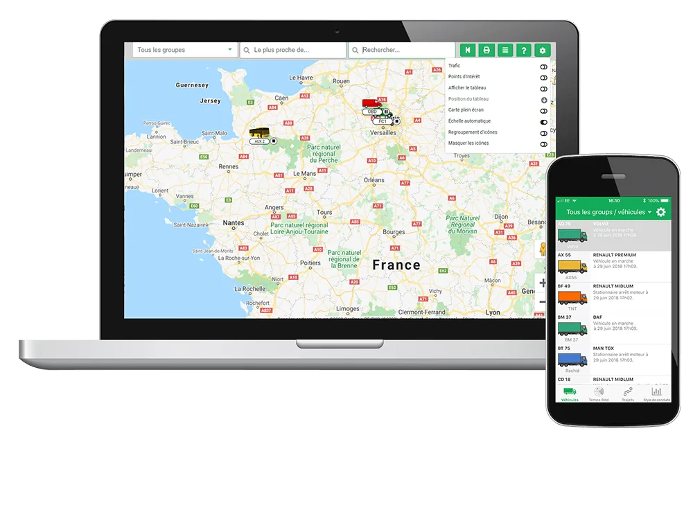 Suivi en temps réel des véhicules sur ordinateur et mobile